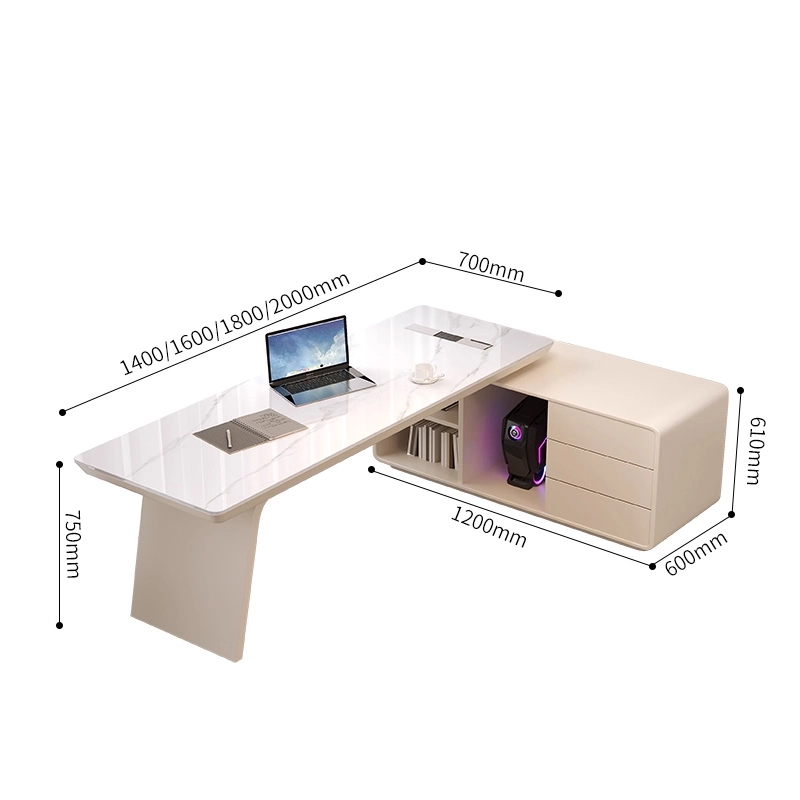 Luxurious-White-Office-Desk-with-Built-in-Bookshelf-&-Cable-Management.-Maximizes-compact-spaces-for-ultimate-efficiency-and-organization - MEI YI Luxurious White Office Desk with Built-in Bookshelf & Cable Management. Maximizes compact spaces for ultimate efficiency and organization - MEI YI