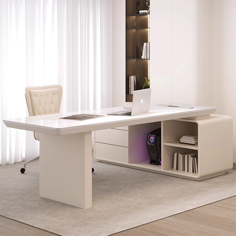 Luxurious-White-Office-Desk-with-Built-in-Bookshelf-&-Cable-Management.-Maximizes-compact-spaces-for-ultimate-efficiency-and-organization - MEI YI Luxurious White Office Desk with Built-in Bookshelf & Cable Management. Maximizes compact spaces for ultimate efficiency and organization - MEI YI