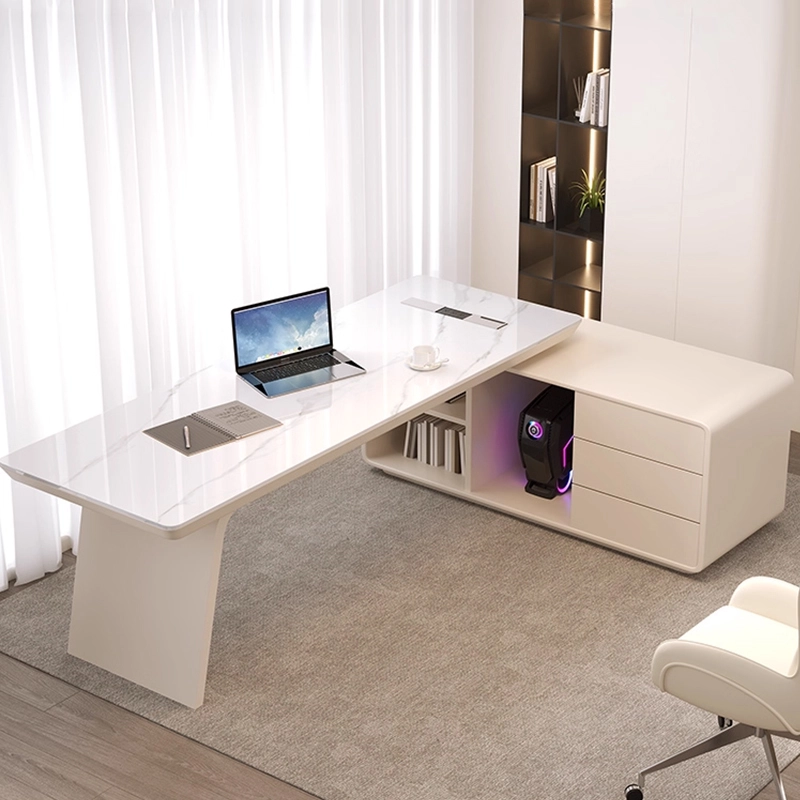 Luxurious-White-Office-Desk-with-Built-in-Bookshelf-&-Cable-Management.-Maximizes-compact-spaces-for-ultimate-efficiency-and-organization - MEI YI Luxurious White Office Desk with Built-in Bookshelf & Cable Management. Maximizes compact spaces for ultimate efficiency and organization - MEI YI