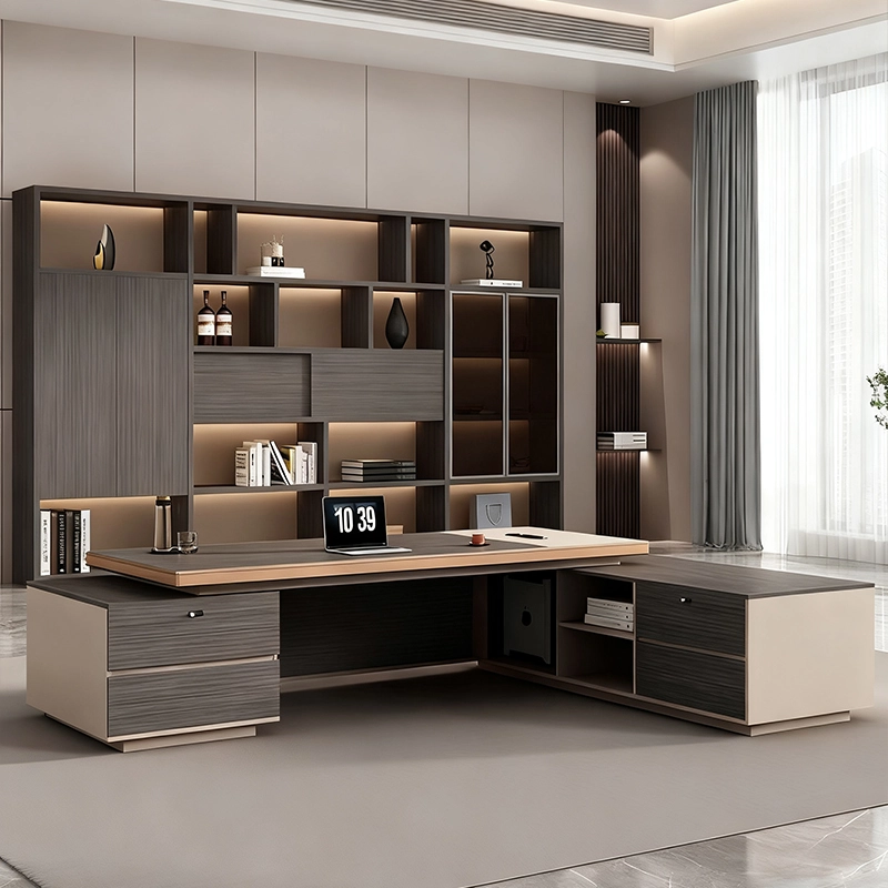 Bureau de direction moderne en forme de L pour PDG et cadres - MEI YI