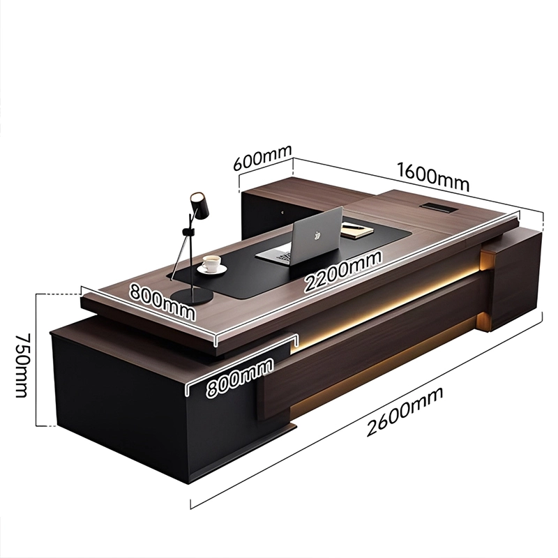 Ensemble bureau de direction de luxe en forme de L pour PDG et directeurs - MEI YI