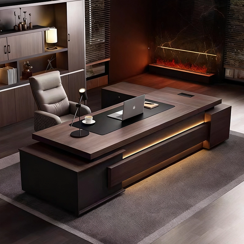 Ensemble bureau de direction de luxe en forme de L pour PDG et directeurs - MEI YI