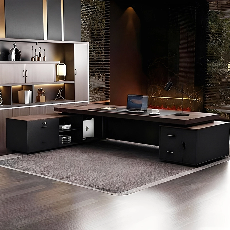 Ensemble bureau de direction de luxe en forme de L pour PDG et directeurs - MEI YI