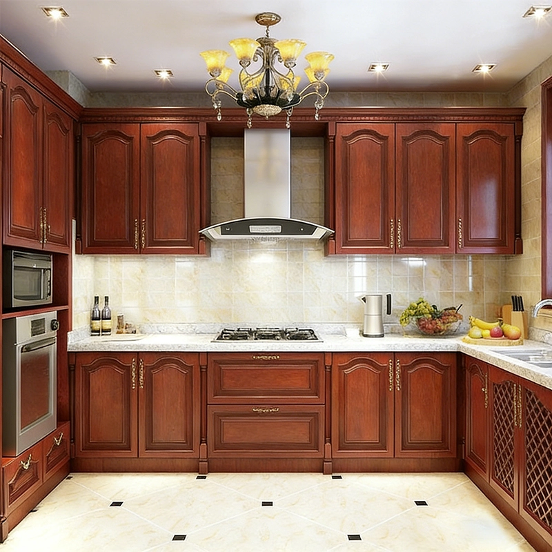 Chinese Style Brown Wood Lacquer Cabinet Custom Design for Residential Kitchen Space Direct Factory Supplier MEIYI - MEI YI