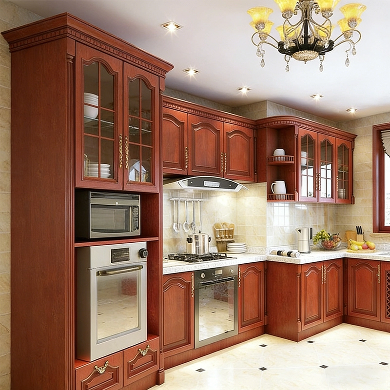 Chinese Style Brown Wood Lacquer Cabinet Custom Size for Apartment Kitchen Area Furniture Wholesaler MEIYI - MEI YI