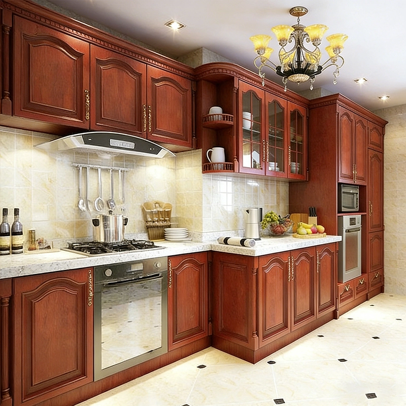 Chinese Style Brown Wood Lacquer Cabinet Modern Design for Family Kitchen Space Project Contractor MEIYI - MEI YI