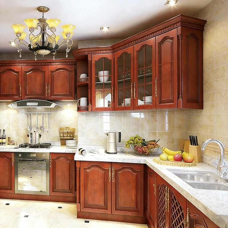 Chinese Style Brown Wood Lacquer Cabinet Solid Wood Frame for Villa Kitchen Storage ODM Solution Provider MEIYI - MEI YI