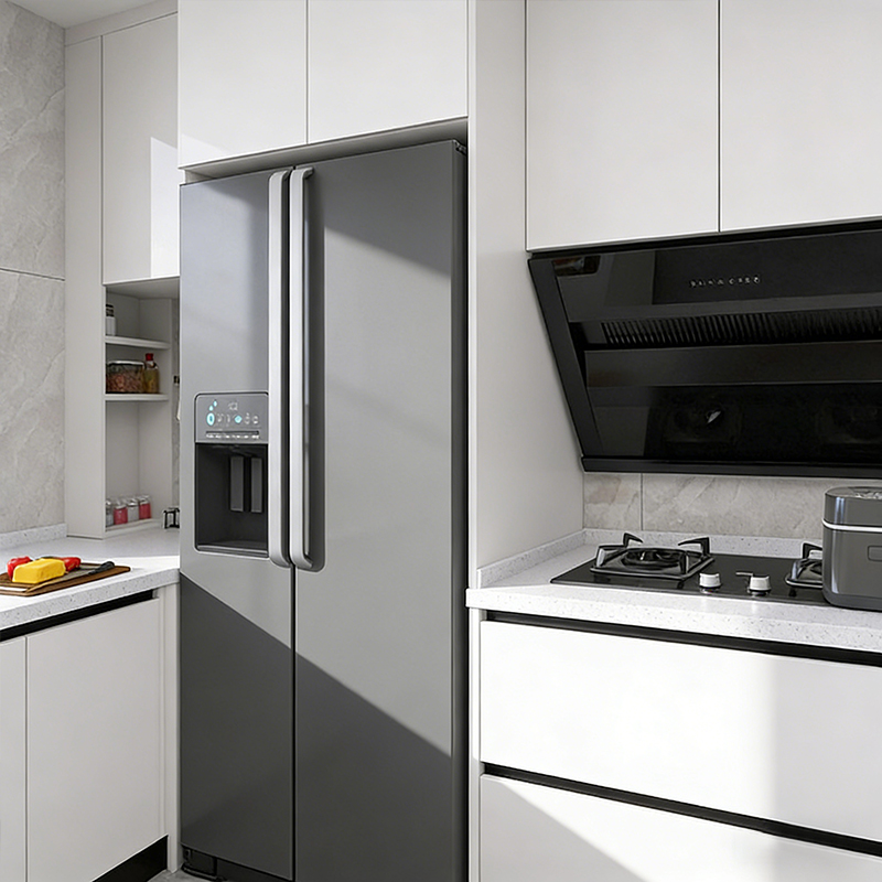 Modern Italian Smart White High Glossy Lacquer Kitchen Cabinets for Home Furniture