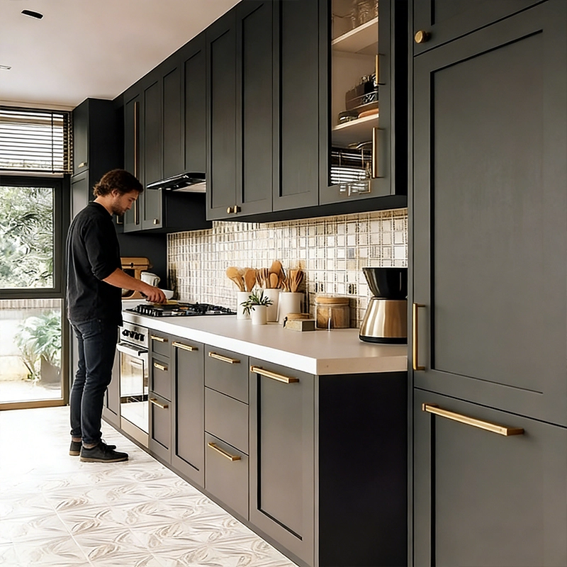 Luxury American Style Kitchen Cabinets, Modern Cabinet System with Island Design for Homes, OEM Manufacturer – MEI YI Furniture - MEI YI