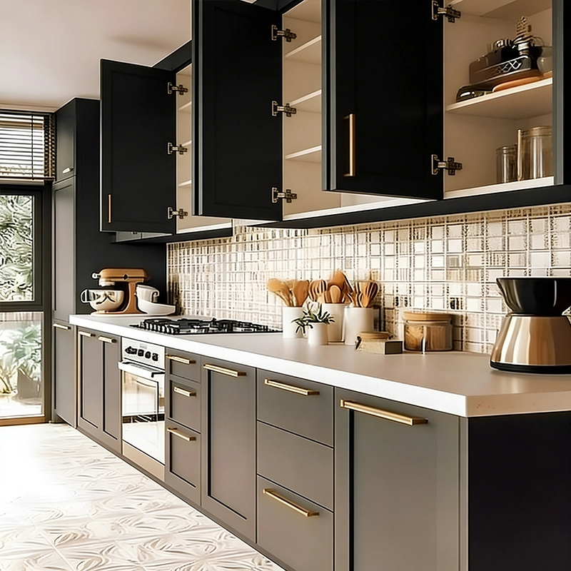 High-End American Kitchen Cabinet Design - MEI YI Luxury Kitchen Cabinet and Island Set, Modern American Design for Villas and Homes, Project Manufacturer – MEI YI Furniture - MEI YI