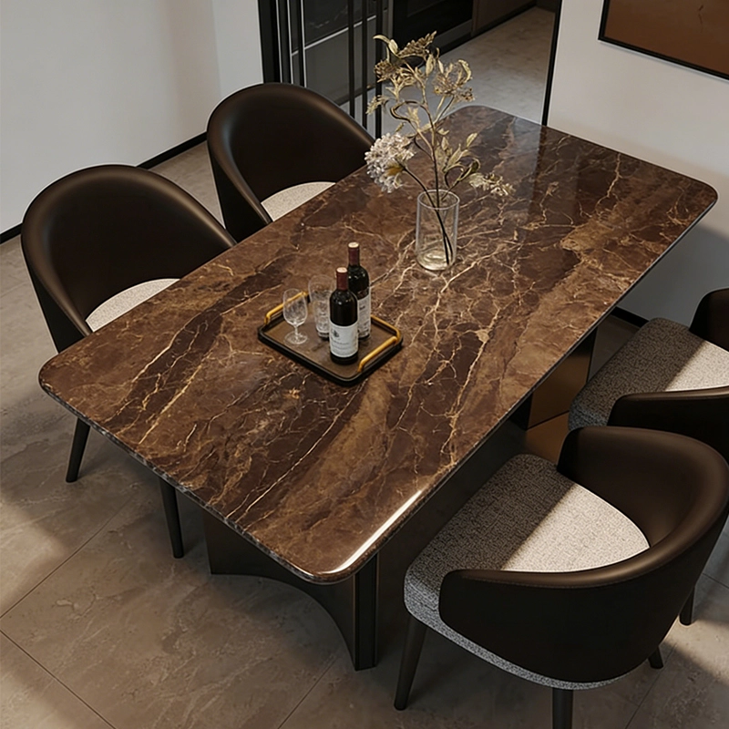 Premium Dining Room Set, Marble and Metal Extendable Table for Luxury Interiors, Contract Furniture Factory – MEI YI Furniture - MEI YI