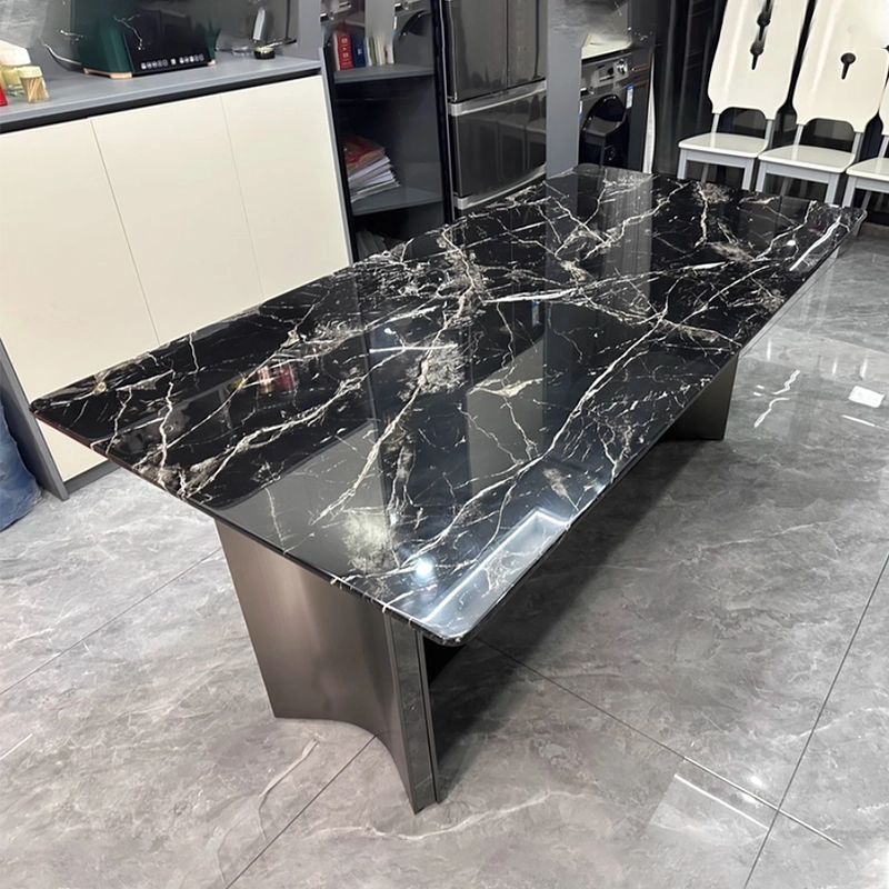Modern Marble Dining Set, Stainless Steel Structure Extendable Table for Homes, OEM/ODM Supplier – MEI YI Furniture - MEI YI