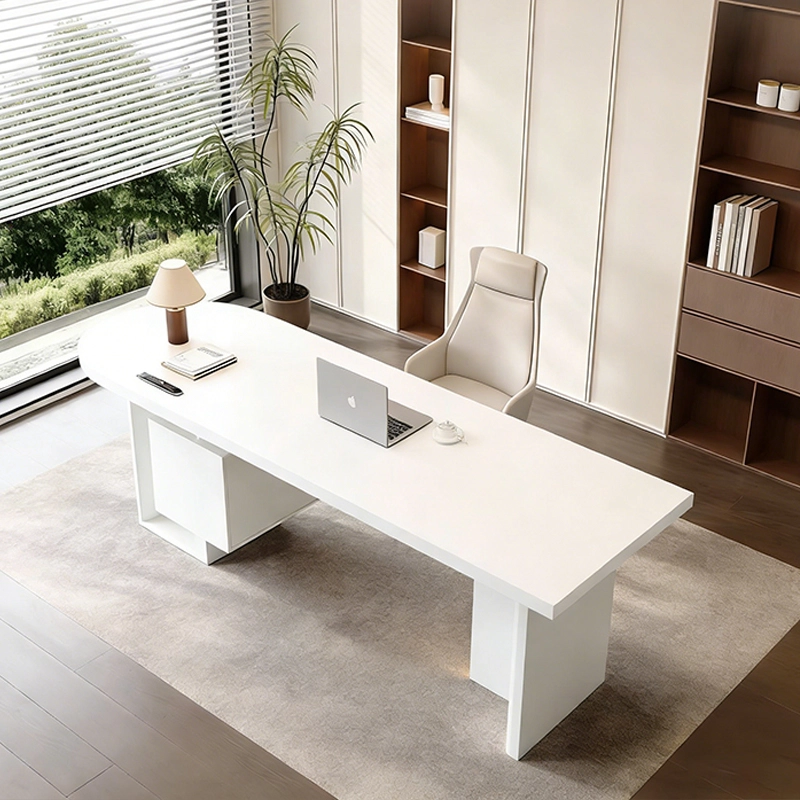 Luxury Manager Office Desk, Stone-Top Cream Executive Table for Professional Spaces, Furniture Manufacturer – MEI YI Furniture - MEI YI