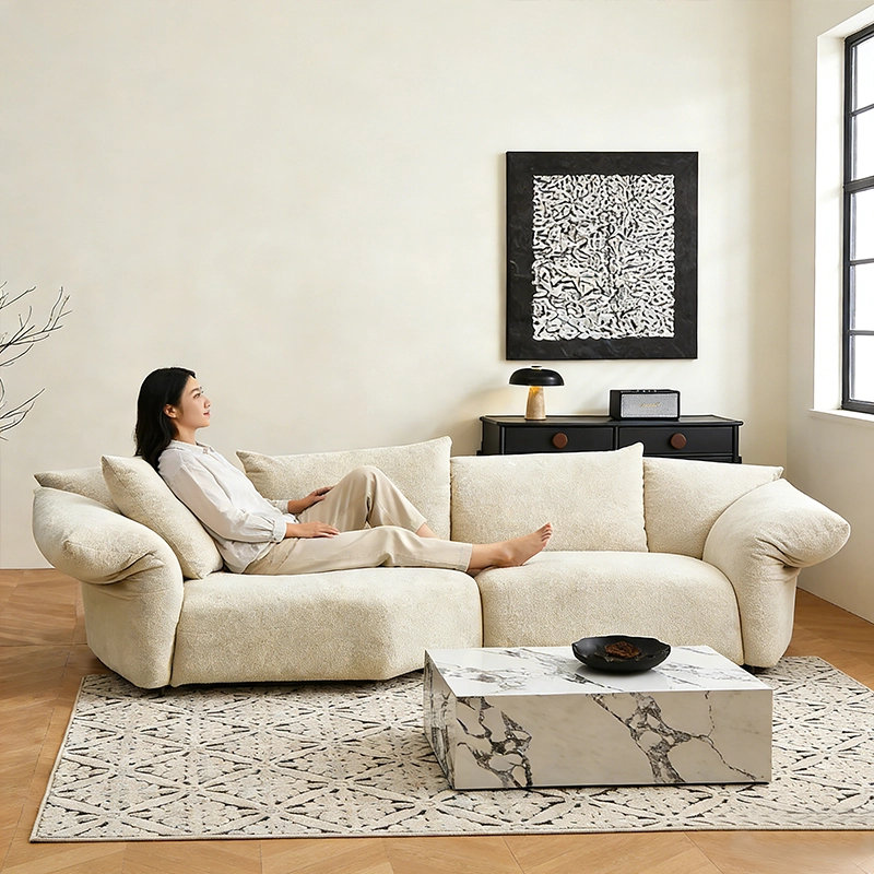 Minimalist Cloud Sofa, Plush Backrest Fabric Couch for Modern Luxury Living Rooms, OEM Manufacturer – MEI YI Furniture - MEI YI