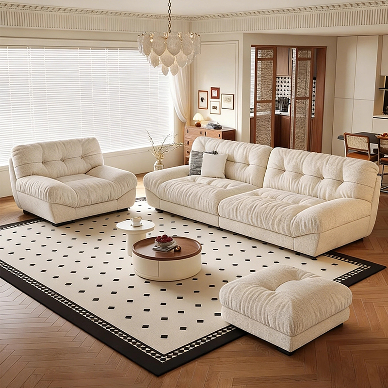 Luxury Sectional Sofa, French Cloud Design in Cream Velvet Fabric, OEM/ODM Supplier – MEI YI Furniture - MEI YI