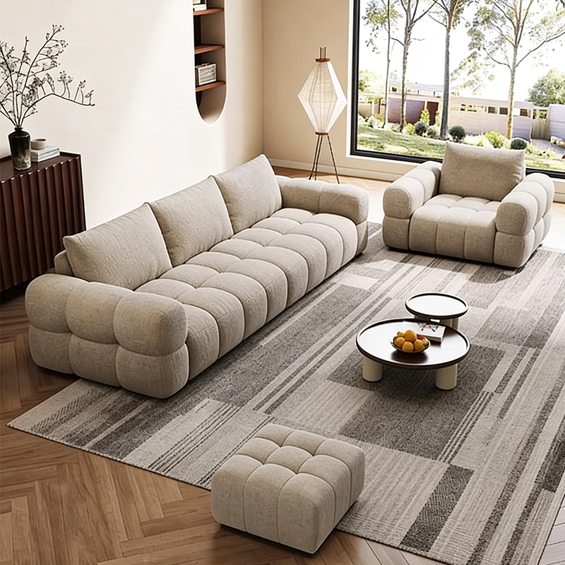 Modern Living Room Sofa, Cream Fabric Upholstery with Soft Cushion Comfort, Furniture Manufacturer – MEI YI Furniture - MEI YI