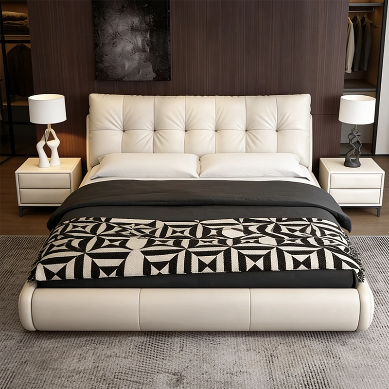 Leather King Bed Bedroom Set, Modern Luxury Furniture for Homes and Villas, ODM Factory – MEI YI Furniture - MEI YI