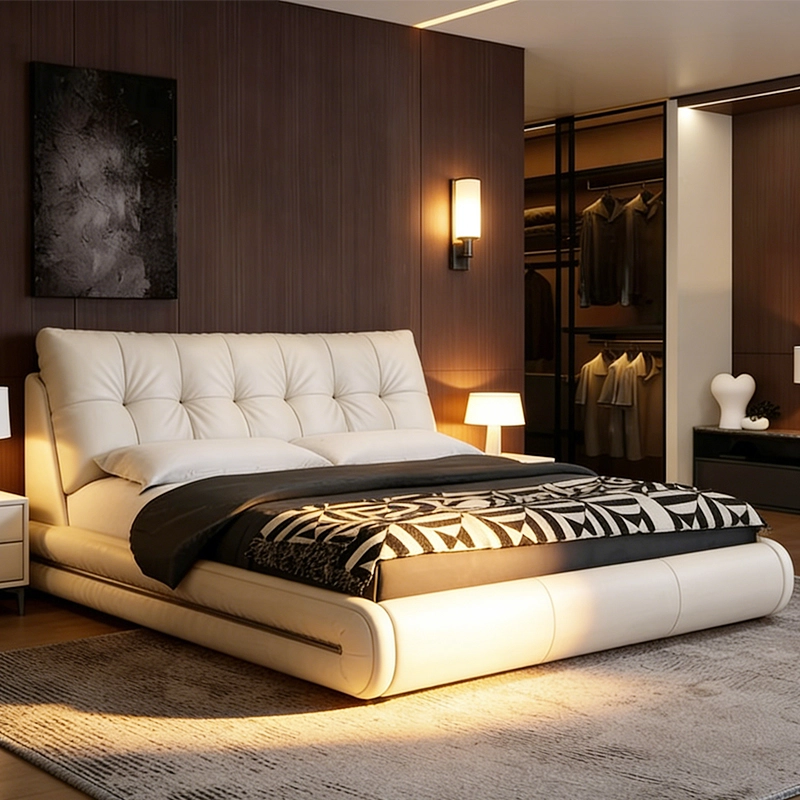 Contemporary Bedroom Furniture, Modern Leather King Bed Room Set, Project Manufacturer – MEI YI Furniture - MEI YI