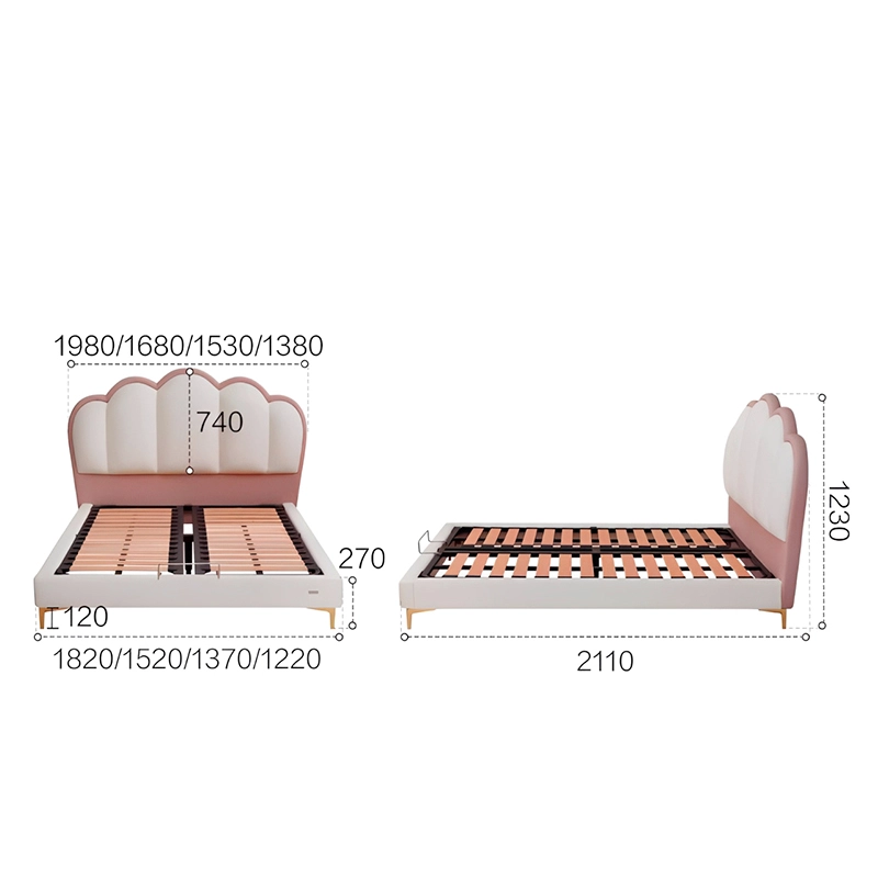 Girls Cloud Shape Bed, Cream Leather Upholstered Single Bed for Kids Rooms, ODM Factory – MEI YI Furniture - MEI YI