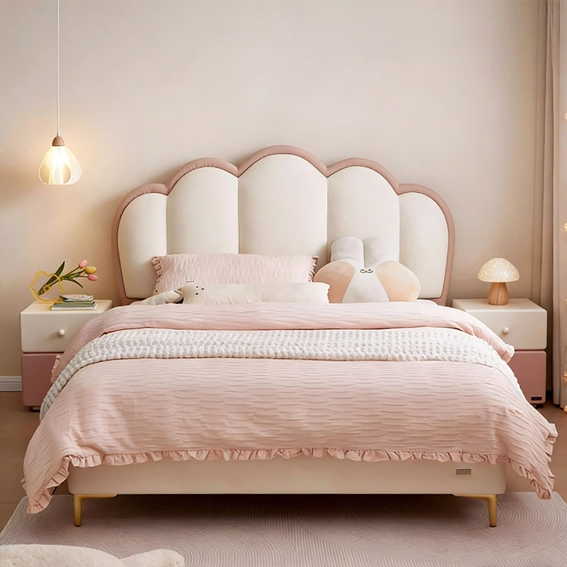 Modern Kids Furniture, Cream Leather Princess Cloud Bed for Girls Rooms, Furniture Distributor – MEI YI Furniture - MEI YI