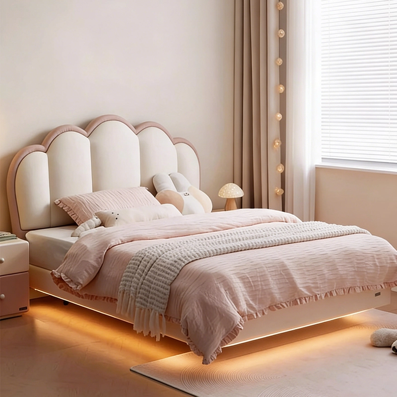 Contemporary Children’s Bed, Modern Cream Cloud Leather Single Bed for Homes, Project Manufacturer – MEI YI Furniture - MEI YI