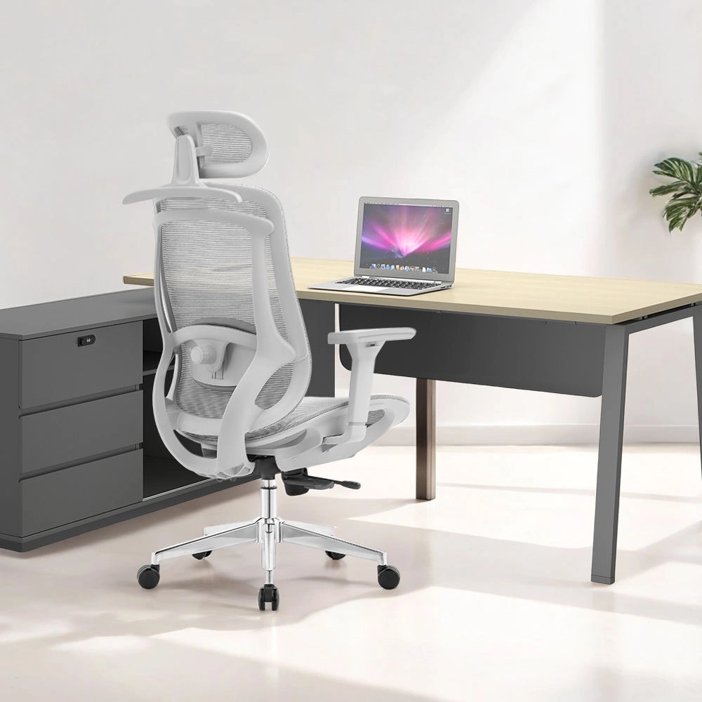 Office Furniture Manufacturer, Sleek White Mesh Computer Chair with Breathable Back and Lumbar Adjustment, ODM Solutions – MEI YI Furniture - MEI YI