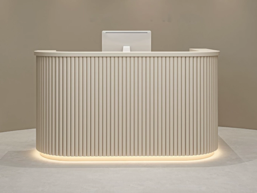 Modern curved fluted reception desk for beauty salon lobby - MEI YI