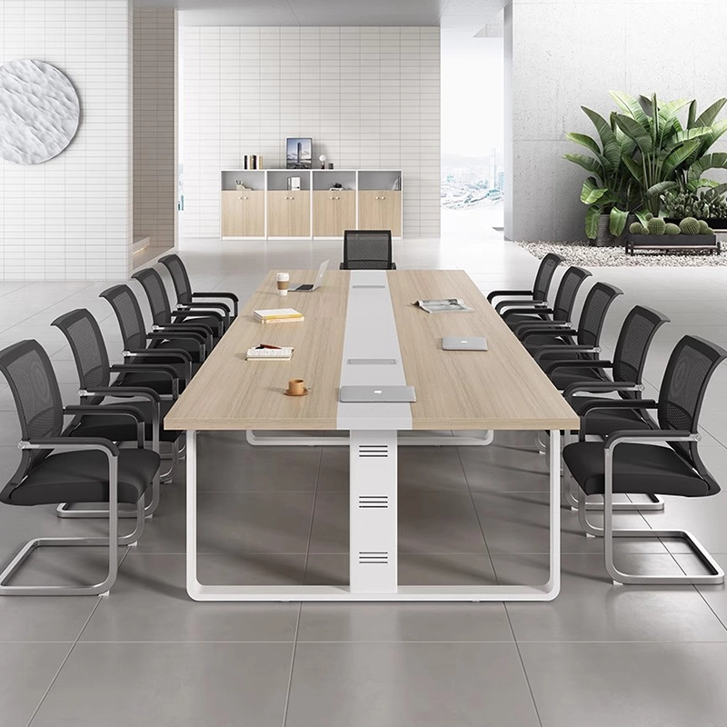 Modern Conference Room Desk Table Office Furniture Set with Chairs Wood Panel Material for Hotels - MEI YI