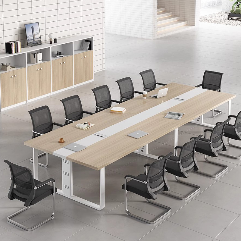 Modern Conference Room Desk Table Office Furniture Set with Chairs Wood Panel Material for Hotels