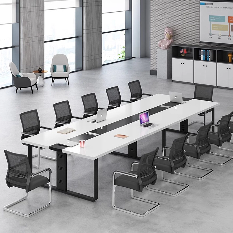 Modern Conference Room Desk Table Office Furniture Set with Chairs Wood Panel Material for Hotels - MEI YI