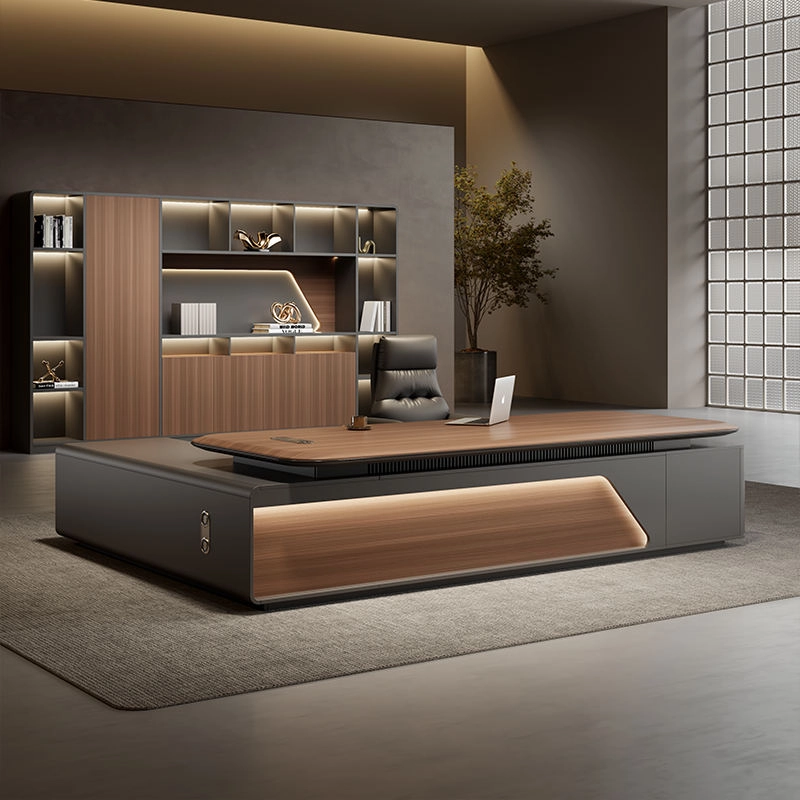 Custom wholesale commercial executive desk set with matching storage wall cabinet for modern manager offices. - MEI YI