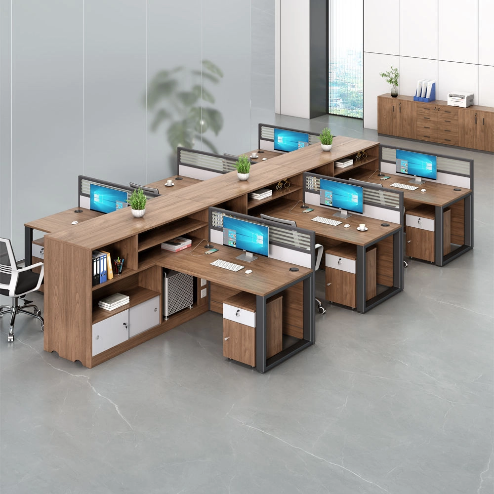 6 Person Modular Office Workstation Desk with Storage Cabinet for Wholesale Project - MEI YI