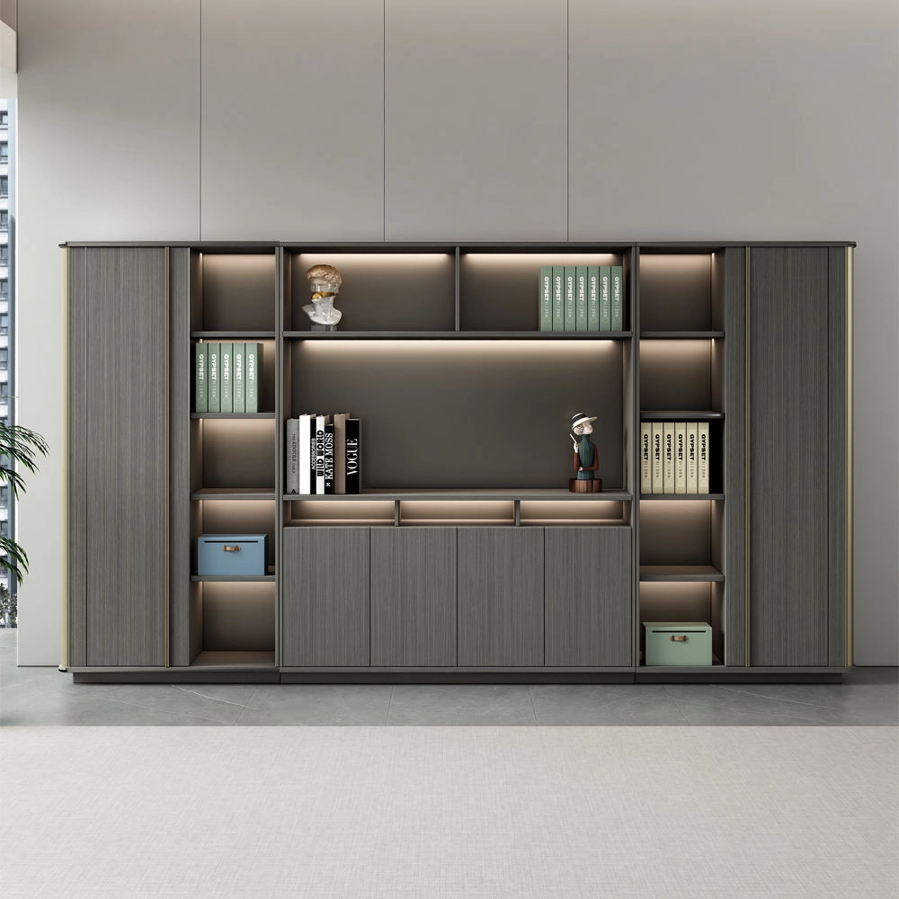 Modern Luxury Executive Wooden Office Filing 
Cabinet Modular Storage Bookcase with LED Light for Director Room - MEI YI