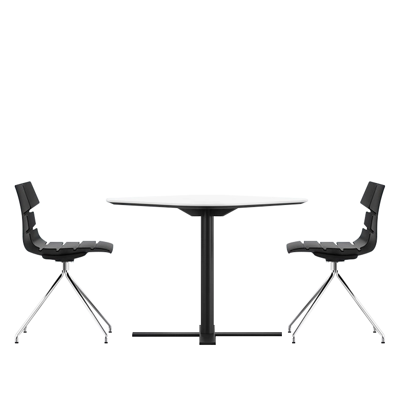 Breakroom Furniture Manufacturer, Square Cafe Table with White Top and Black Steel Base, ODM Factory – MEI YI Furniture - MEI YI