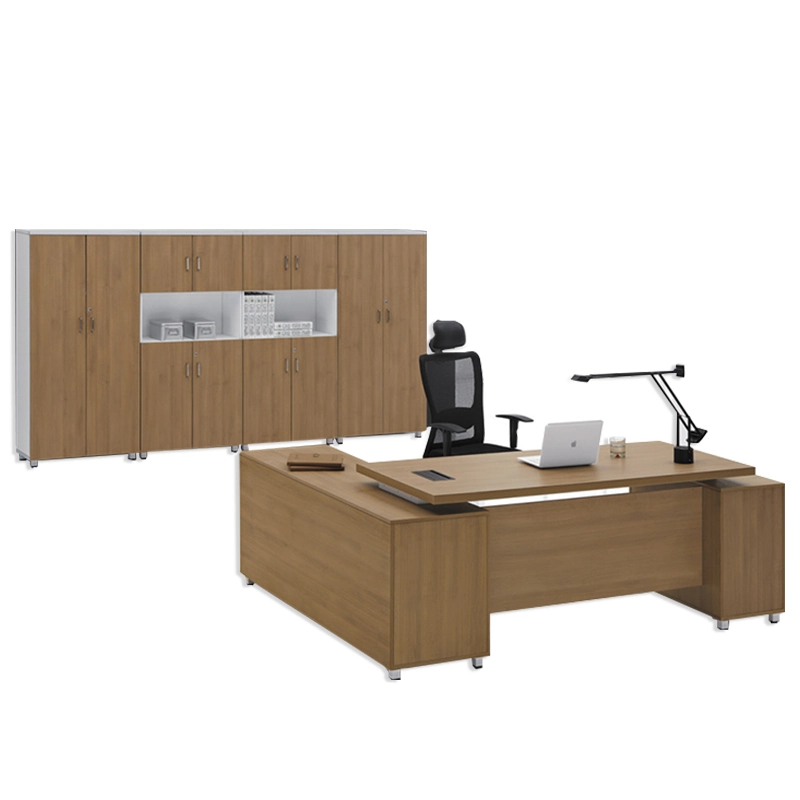 L Shaped Executive Office Desk Modern Administrative Managers Have Simple and Durable Management Desks with Side Cabinet - MEI YI