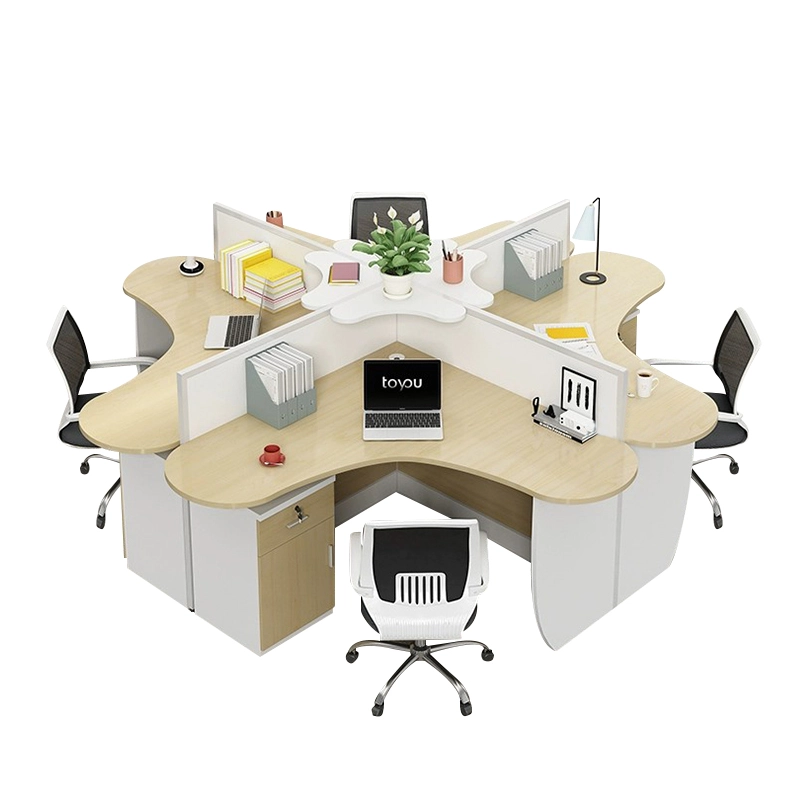4-Person Modular L-Shaped Workstation with Partitions for Collaborative Offices - MEI YI
