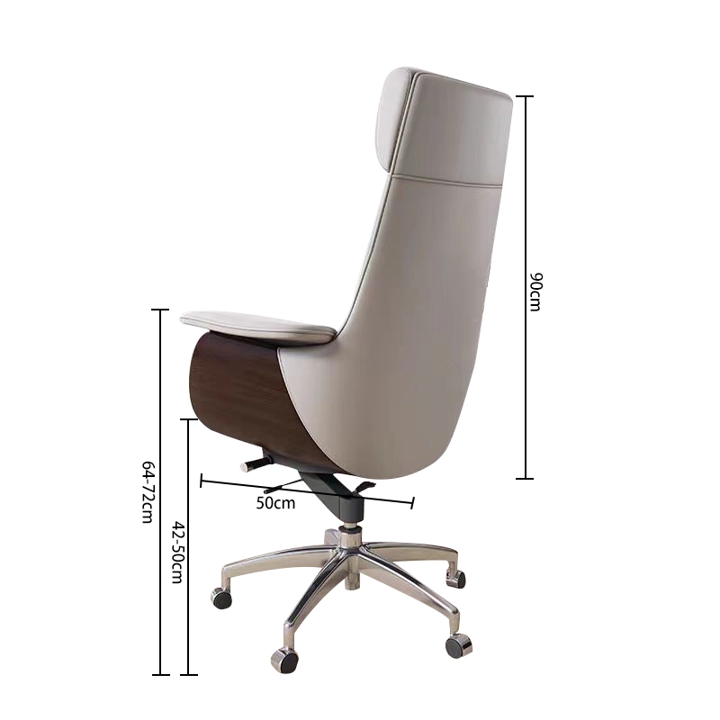 Modern Fully Reclining Adjustable Executive Office Chair Soft Dark Gray Top Grain Leather - MEI YI