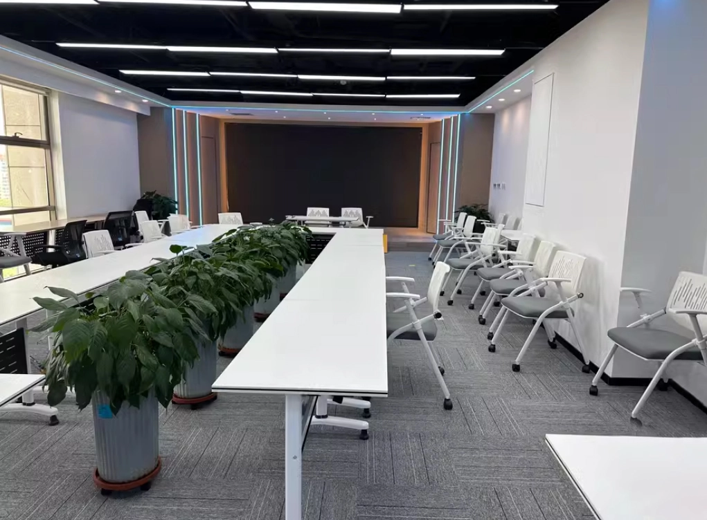 Multi-functional Mobile Foldable Staff Training Table Conference Table Student Desk Rectangular Round Combination with Wheels - MEI YI