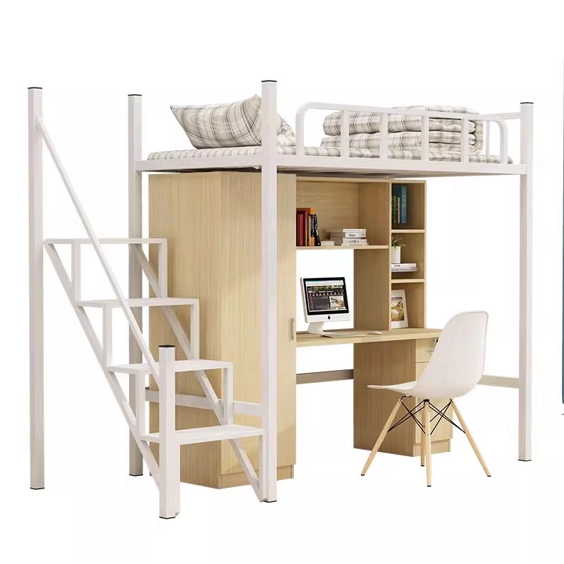 Modern MDF Loft Bed with Desk and Chair for University Dorms - MEI YI