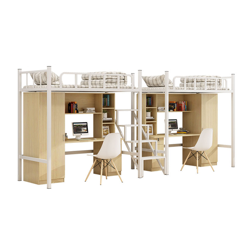 Modern MDF Loft Bed with Desk and Chair for University Dorms