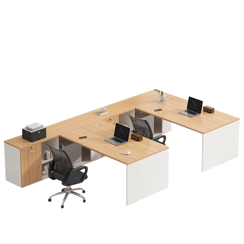 CrossForm Quad Workstation, 4-Person Desk with Integrated Dividers and Side Storage, ODM Manufacturer – MEI YI Furniture - MEI YI