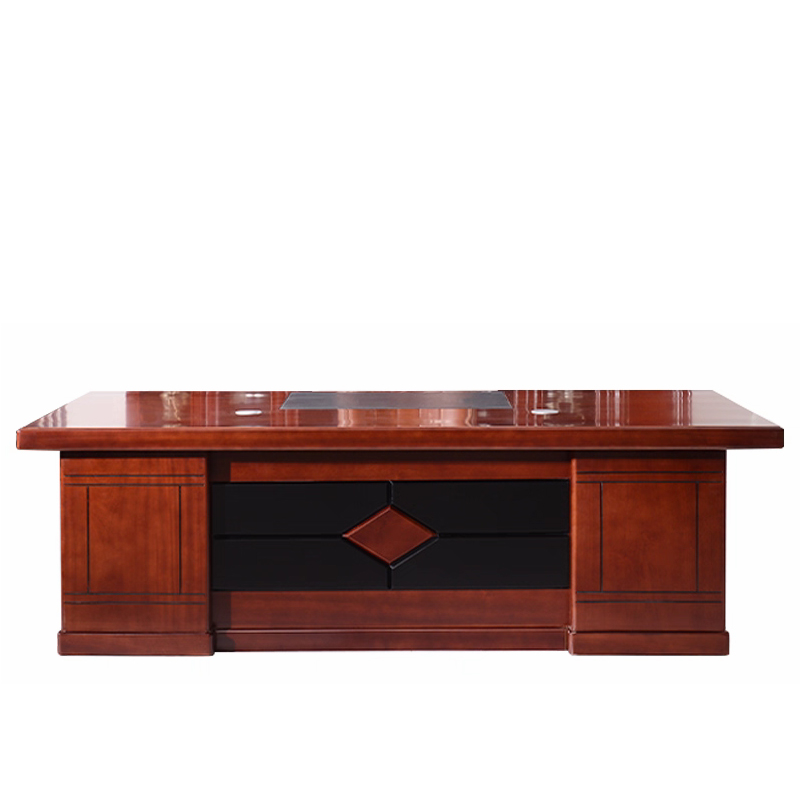 Luxury Custom L-Shaped Wooden Executive Desk with Decorative Grain Design