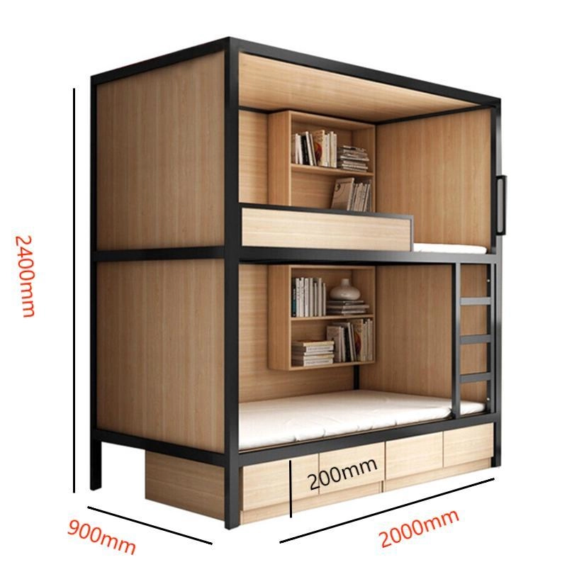 Capsule-Style Wooden Bunk Bed with Storage Drawers - MEI YI