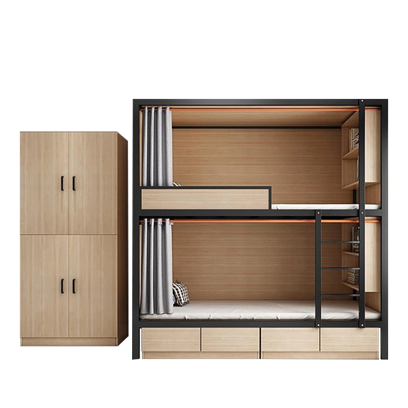 Capsule-Style Wooden Bunk Bed with Storage Drawers - MEI YI
