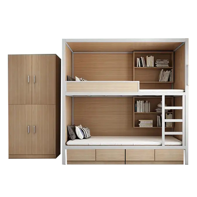 Capsule-Style Wooden Bunk Bed with Storage Drawers - MEI YI