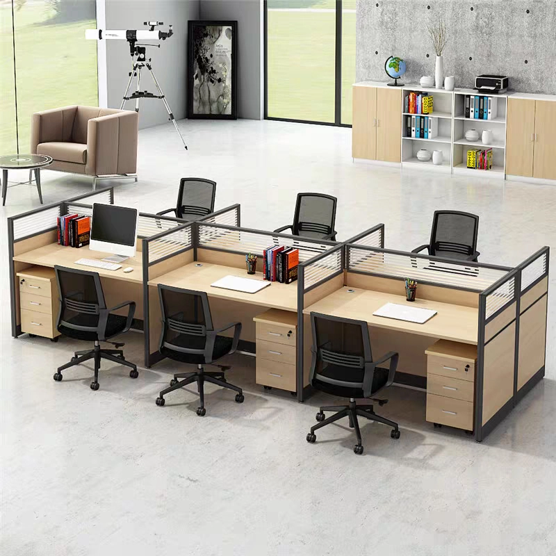 Modern Modular Wood Office Workstation with Partition Panels - MEI YI