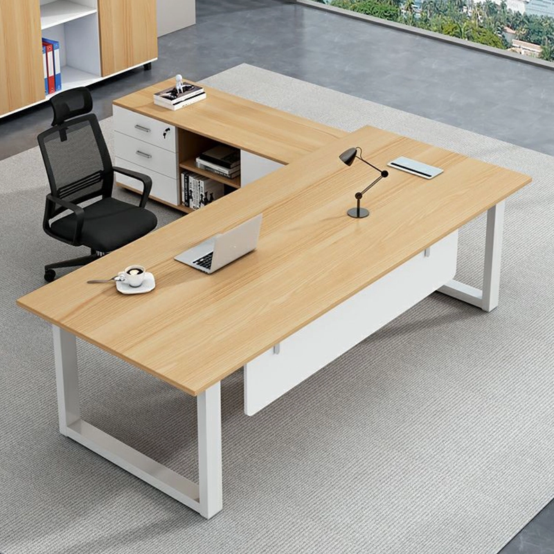 Modern L-Shaped Executive Desk Set Wooden Panel Office Furniture for Hospitals and Schools - MEI YI