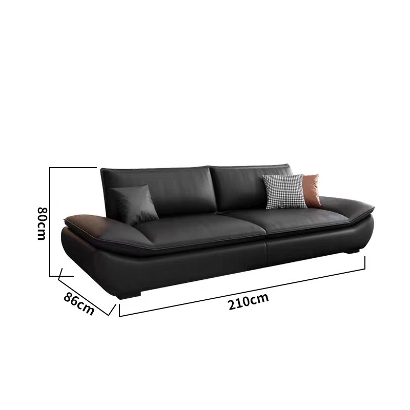 Modern Black Leather Sofa Set for Living Room and Office - MEI YI
