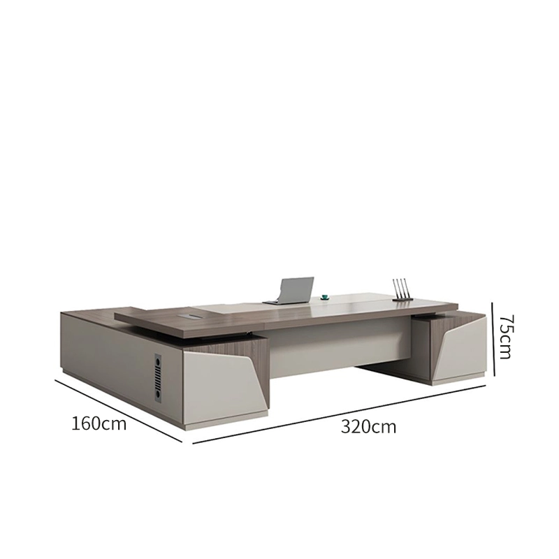 Escritorio ejecutivo moderno, minimalista, duradero y en forma de L, color marrón, para oficina de lujo, para directores ejecutivos y jefes - MEI YI