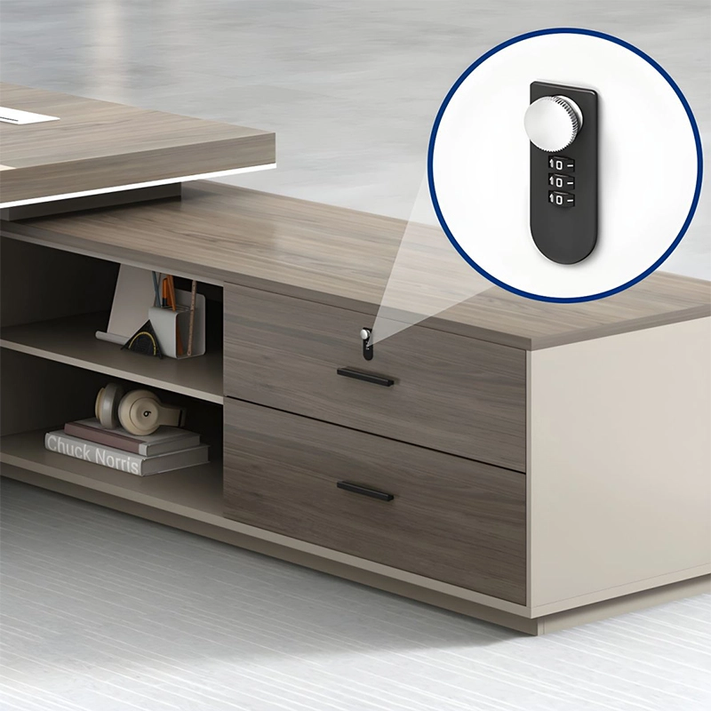 Escritorio ejecutivo moderno, minimalista, duradero y en forma de L, color marrón, para oficina de lujo, para directores ejecutivos y jefes - MEI YI